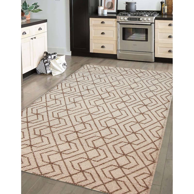 ECARPETGALLERY Braid weave Sienna Brown Wool Rug - 5'0 x 7'7