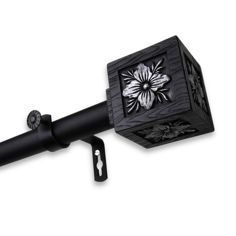 InStyleDesign Jocelyn Adjustable Curtain Rod - 28 to 48 inches - Black