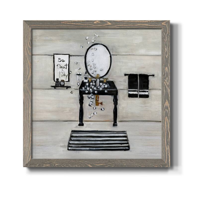 Neat and Tidy Bath-Premium Framed Canvas - Ready to Hang - 20x20 - Grey