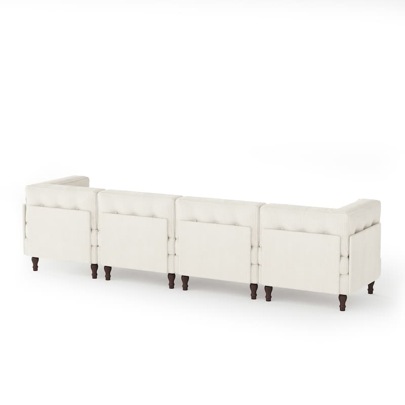 UIXE 4-Piece Corduroy Upholstered Modular Sectional Sofa for Living Room