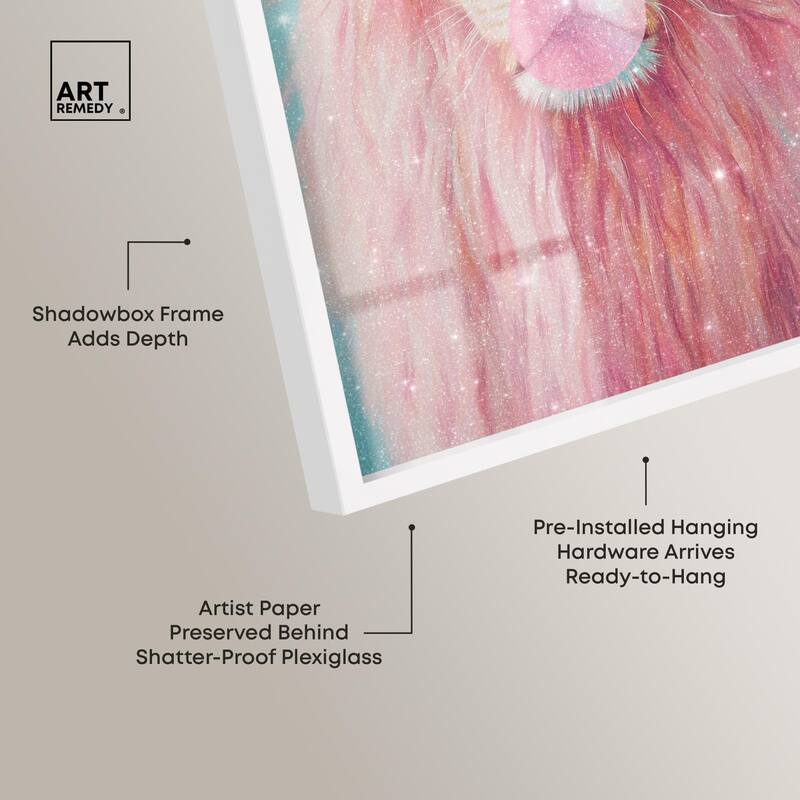 Pastel Lion Bubblegum Shadowbox by Art Remedy