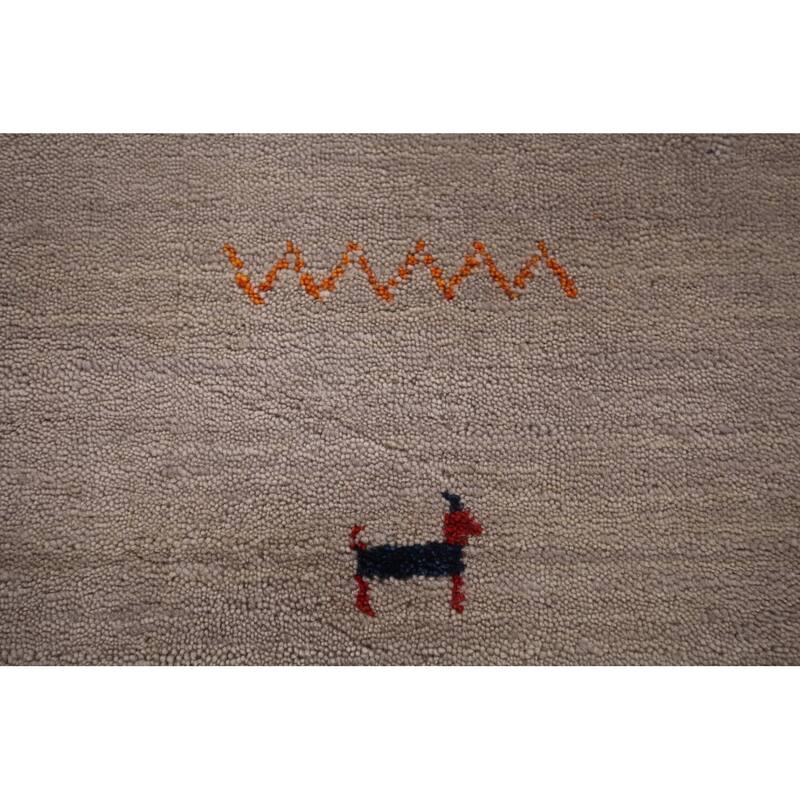 Little Animals Design Gabbeh Indian Area Rug Hand-Knotted Wool Carpet - 6'7"x 9'7"