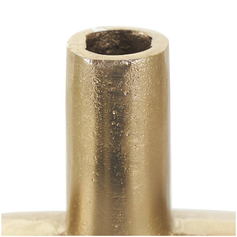 Aluminum Metal Geometric Circular Decorative Vase with Linear Etchings - Gold or Silver - Roche River Decor