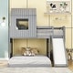 preview thumbnail 22 of 29, Nestfair Twin Over Full Bunk Bed Loft Bed with Slide and Guardrails Gray