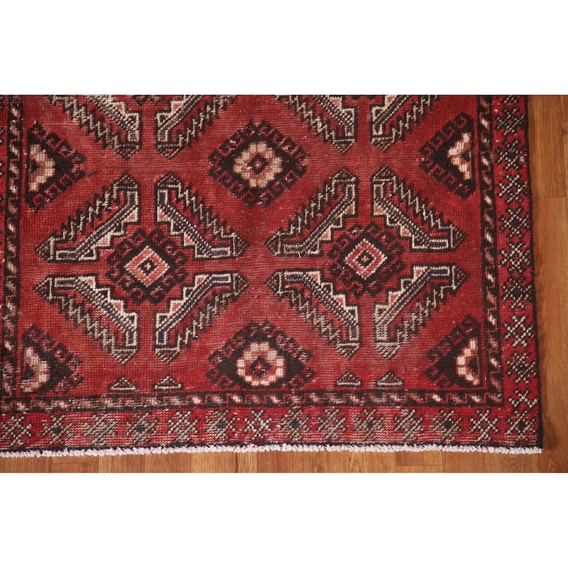 Geometric Balouch Persian Vintage Area Rug Hand-knotted Wool Carpet - 3'6"x 6'3"