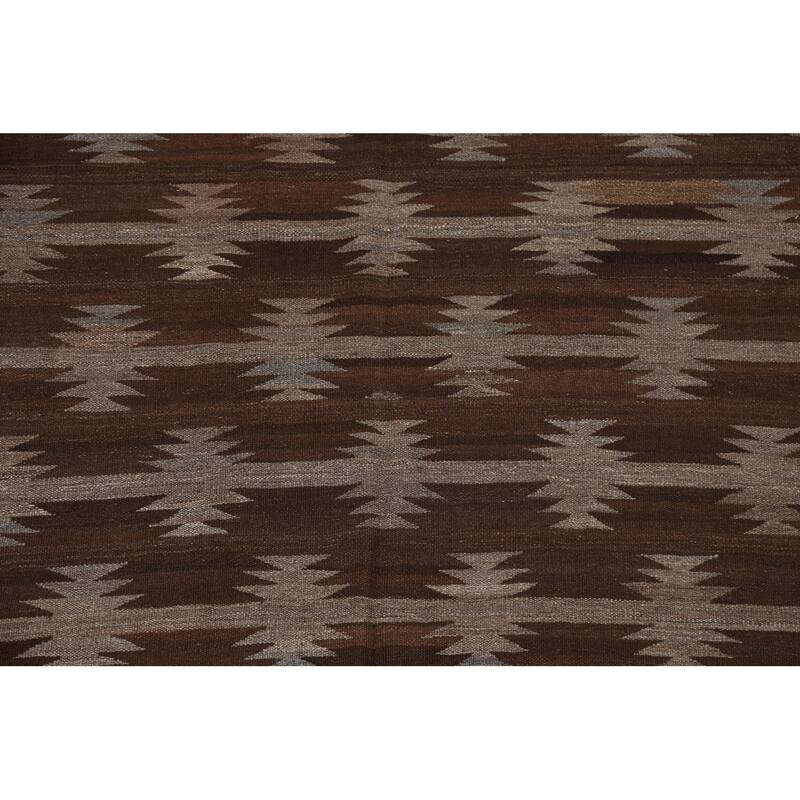 Geometric Tribal Natural Dye Kilim Oriental Wool Area Rug Flat-weave - 4'7" x 6'7"