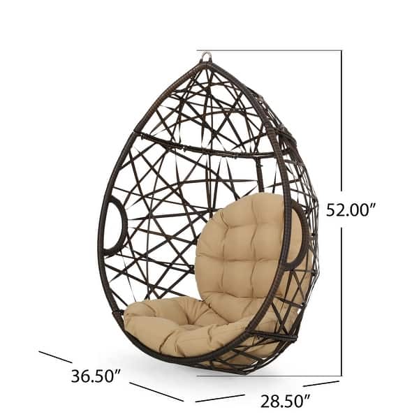 dimension image slide 0 of 3, Cayuse Wicker Tear Drop Hanging Chair by Christopher Knight Home