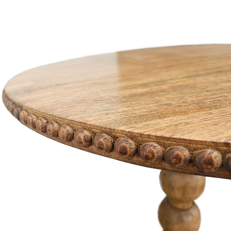20.5 in. Natural Brown Round Wood End Table, Sturdy Build End Side Table for Living Rooms
