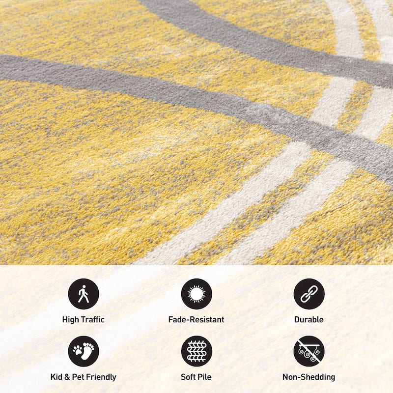 World Rug Gallery Contemporary Abstract Circles Design Area Rug