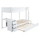 preview thumbnail 6 of 15, Twin Bunk Bed with Trundle, Desk & USB Outlets, Space-Saving Design, White
