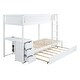 preview thumbnail 6 of 15, Twin-Over-Twin Bunk Bed with Trundle, Desk, Storage Drawers & USB Outlets, White - Ideal for Kids' Rooms and Sleepovers