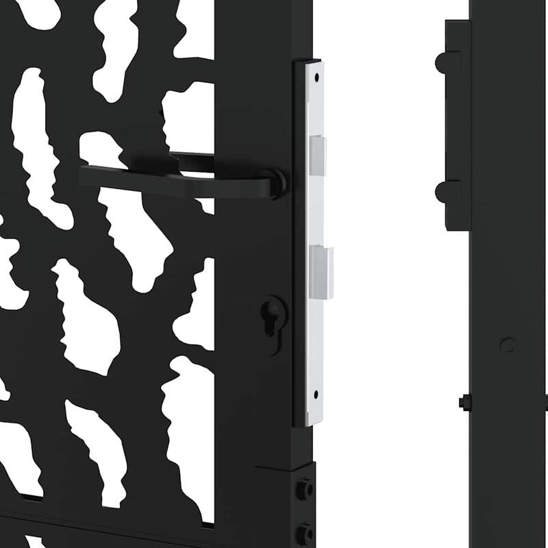 vidaXL Garden Gate Black Steel Leaf Design