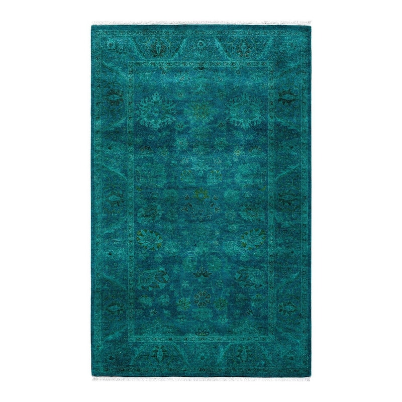 Contemporary Overdyed Wool Hand Knotted Area Rug - 3' 3" x 5' 2"