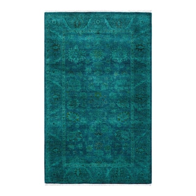 Contemporary Overdyed Wool Hand Knotted Area Rug - 3' 3" x 5' 2"