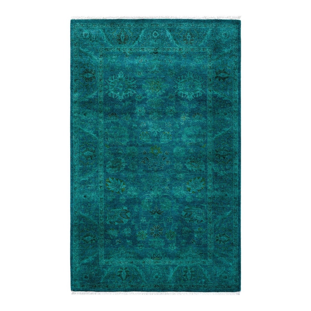 Contemporary Overdyed Wool Hand Knotted Area Rug - 3' 3" x 5' 2"