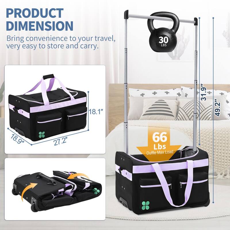 DoCred Suitcase Sets with Garment Rack and Wheel, Dance Bag