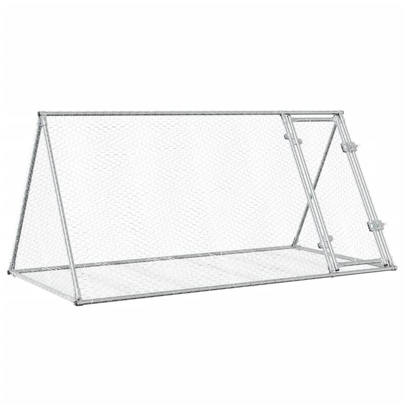 vidaXL Rabbit Hutch Animal Enclosure Bunny House Silver Galvanized Steel