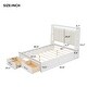 preview thumbnail 13 of 16, Full Size Wood Platform Bed with Upholstered Headboard and 2 Drawers, White