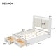 preview thumbnail 7 of 10, Queen Platform Kids Bed Frame with Upholstered Headboard & Drawers, Antique White