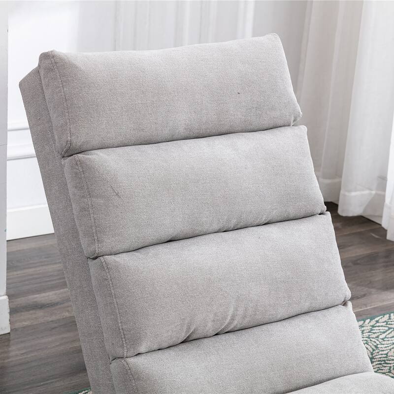 Light Grey Modern 21.65" High Back Upholstered Chaise Lounge Chair with Remote Control and Ergonomic Electric Massage