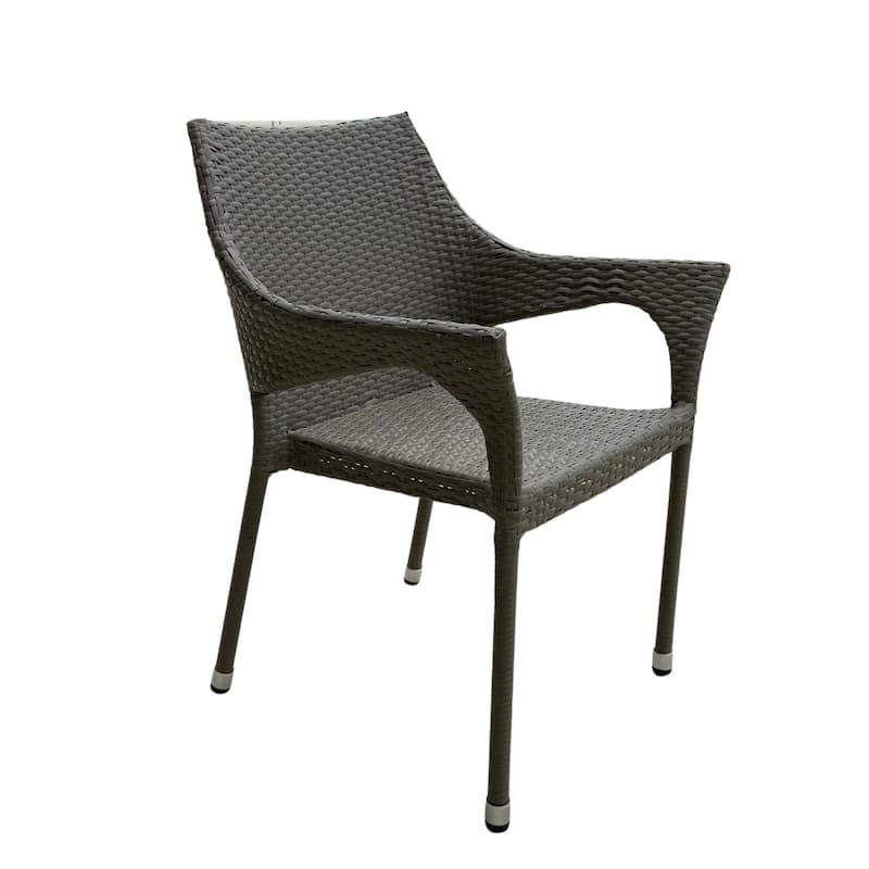 Lorenzo Outdoor Wicker Stacking Armchairs (Set of 4) - Grey