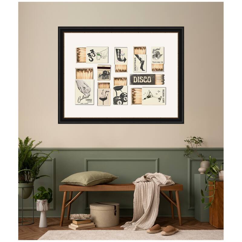 Kate and Laurel Vintage Matchboxes Neutral Black and Beige by Honey Island Studio Framed Wall Art Print