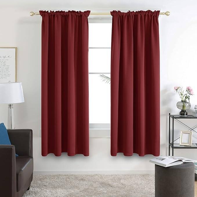 Deconovo Solid Rod Pocket Curtain Panel Pair, Set of 4 Panels
