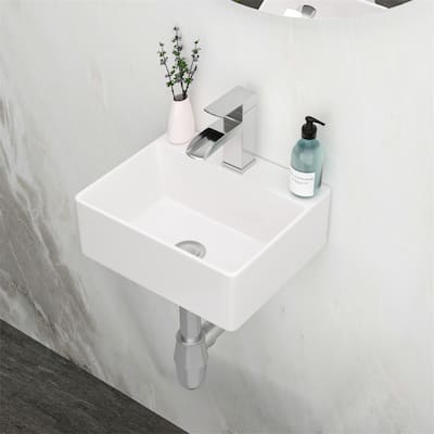 Wall Mount Bathroom Sink with Single Faucet Hole