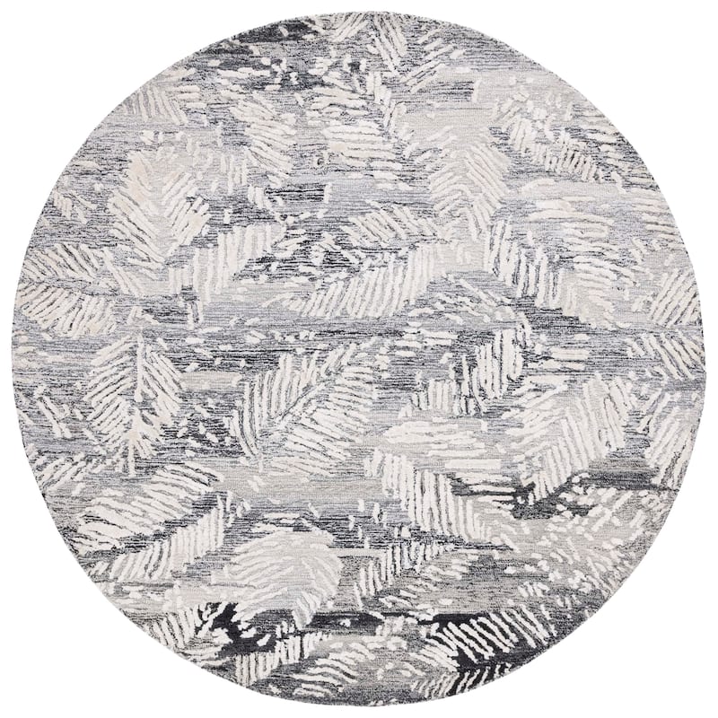 SAFAVIEH Handmade Glamour Shag Contemporary Rug - 6' Round - Black/Ivory