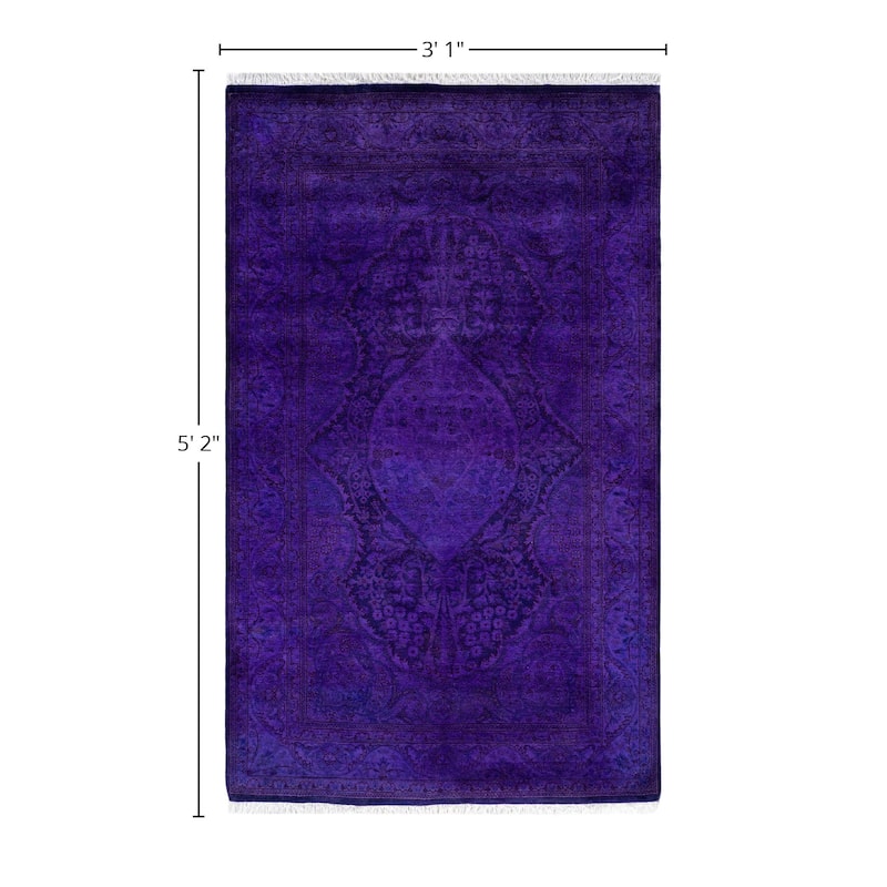 Overdyed One-of-a-Kind Hand-Knotted Area Rug - Purple - 3' 1" x 5' 2"