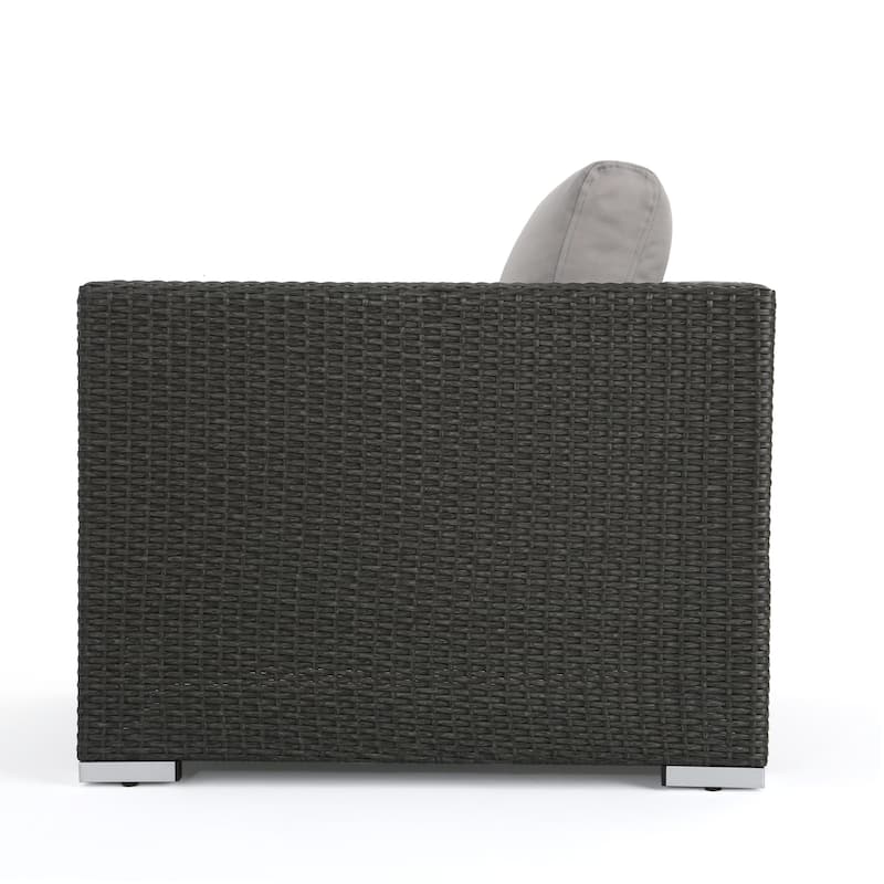 Roomfitters Contemporary Outdoor Wicker Lounge Arm Chair with Cushions for Stylish Patio Seating, Comfortable Garden Furniture