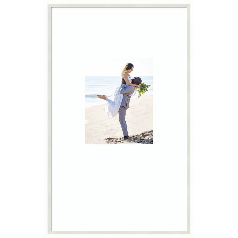 Lucie Black Framed Picture Frame, Photo Frame - 16x26 Matted White 8x10 - Lucie White