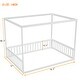 preview thumbnail 8 of 9, White Full Size Pine Wood Canopy Frame Floor Bed with Fence and Guardrails for Bedroom
