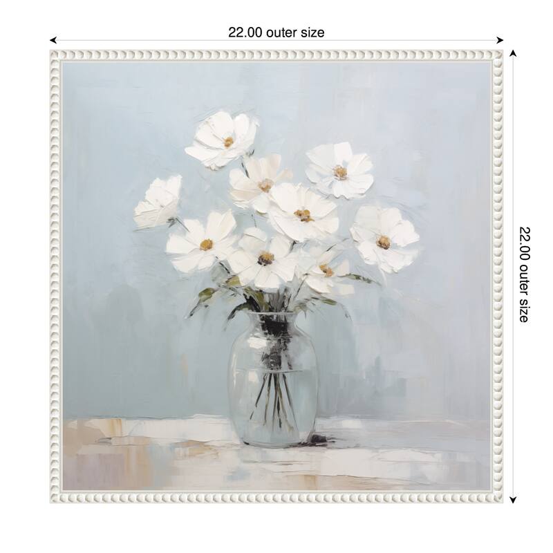 Kate and Laurel Sylvie White Daisies in a Jar on French Cottage Blue Framed Canvas by The Creative Bunch Studio