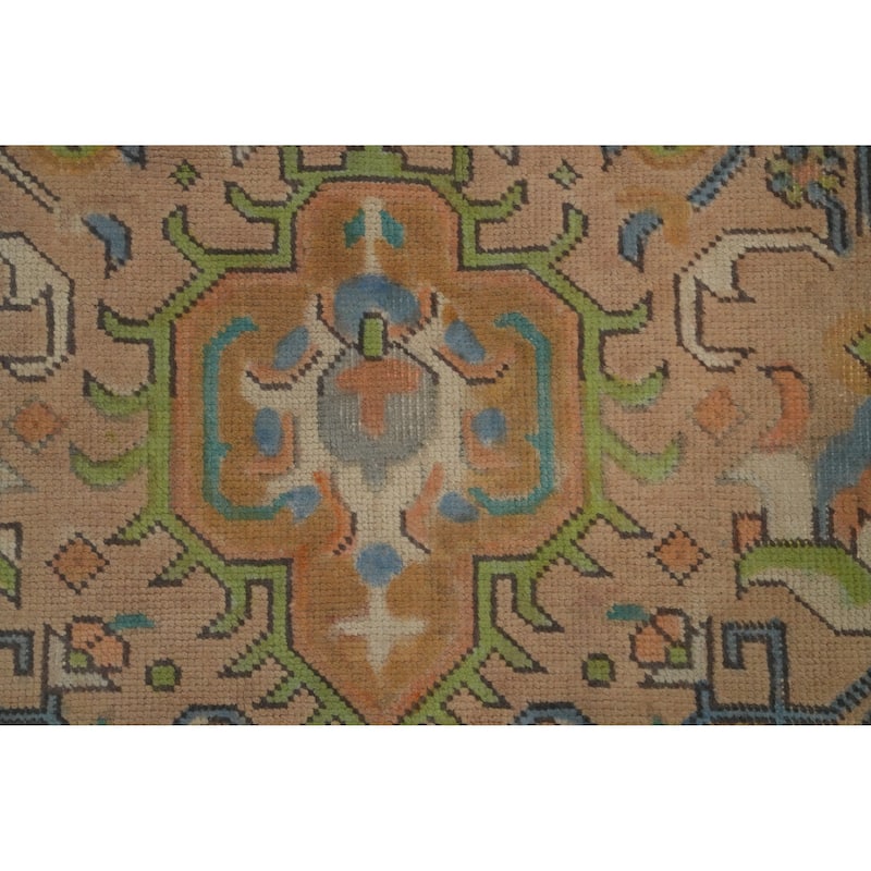 Hand Knotted Oriental 100% Wool Carpet Traditional Medallion Oranges & Rust Tabriz Area Rug - 12' 6'' X 9' 7''