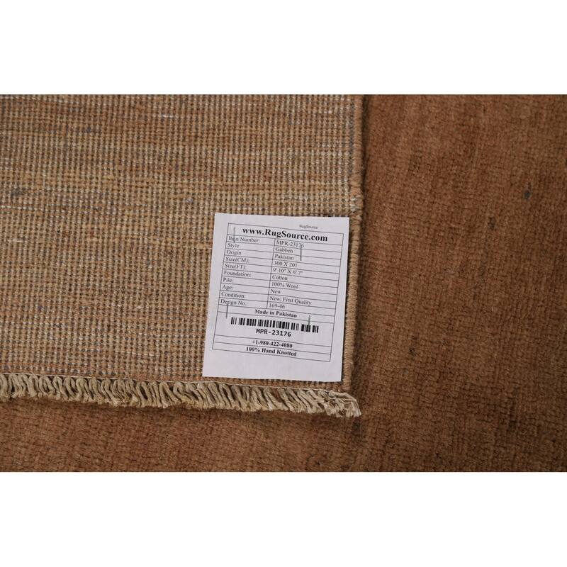 Light Brown Modern Gabbeh Oriental Area Rug Hand-Knotted Wool Carpet - 6'7" x 9'10"