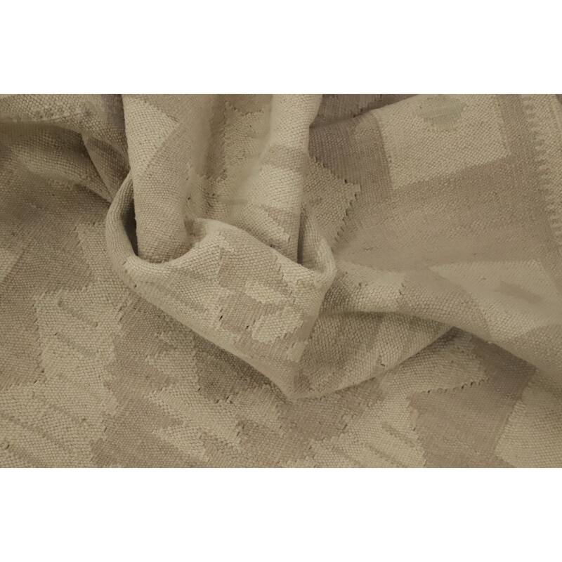 Hand Woven Oriental 100% Wool Carpet Southwestern Tribal Beige & Ivories Kilim Runner Rug - 11' 4'' X 2' 7''