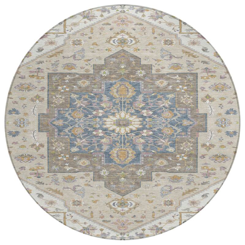 Machine Washable Indoor/ Outdoor Traditional Kolkata Chantille Rug