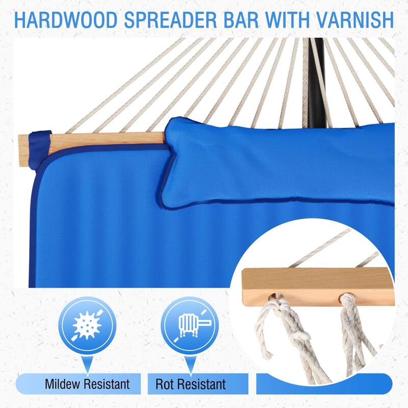 VEIKOUS 12 ft. Quilted Camping Portable Hammock with Stand and Detachable Pillow for 2-Person