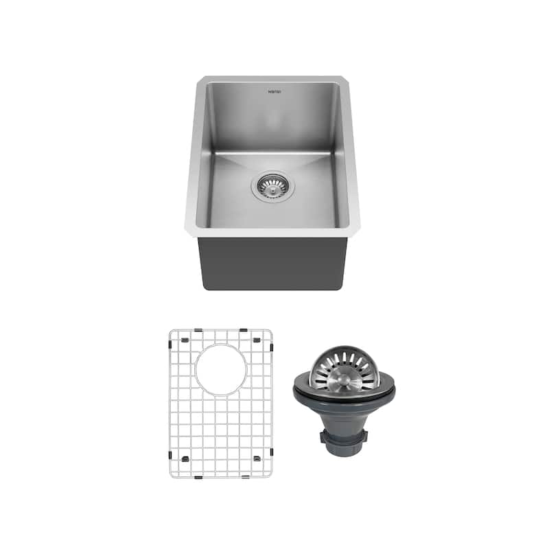 Karran Elite series 16 Gauge Stainless Steel 15 in. Undermount Bar Sink Kit