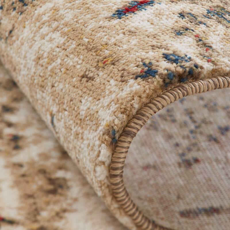 Porch & Den Delta Distressed Sand Tones Abstract Area Rug