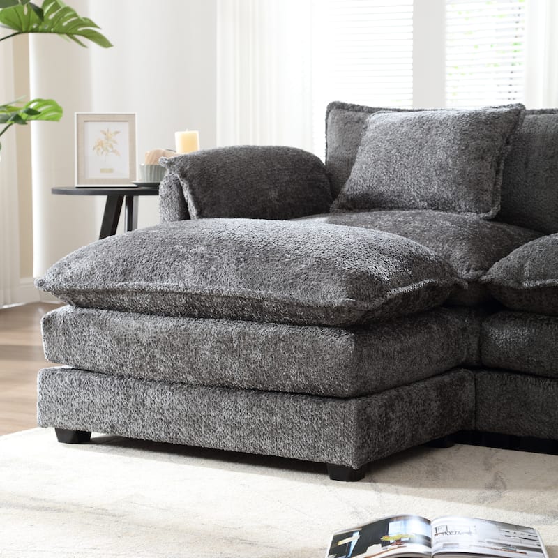 Chenille Fabric L-Shape Comfy Oversized three-seat Modular Sectional Sofa