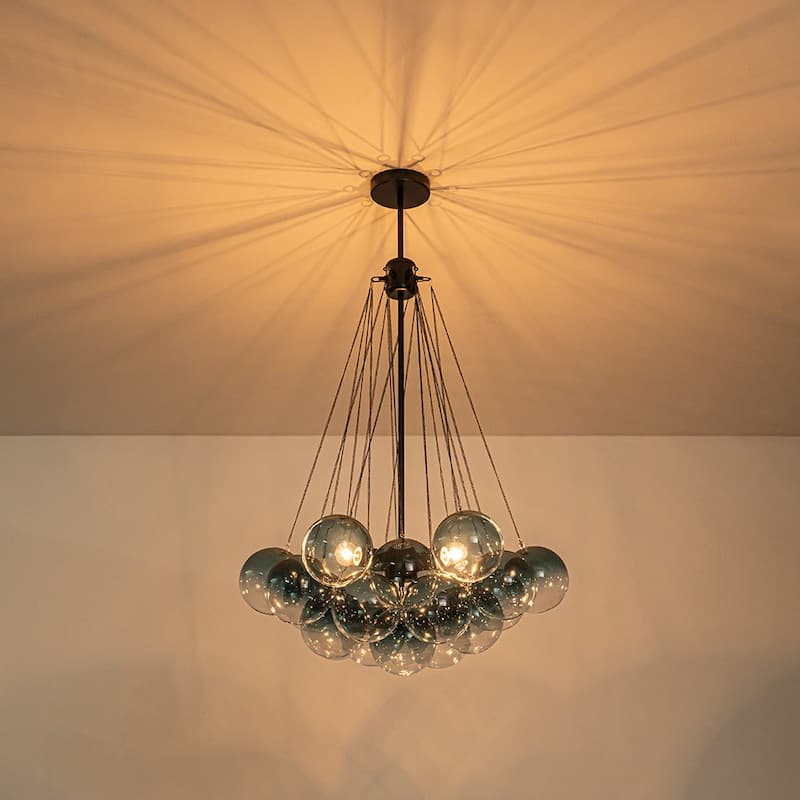 Modern Glam Cluster Gradual Colored Glass Bubble Chandelier