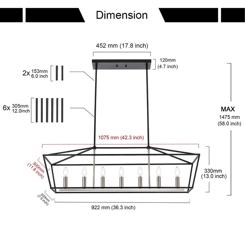 Modern Style Linear Island Pendant Light