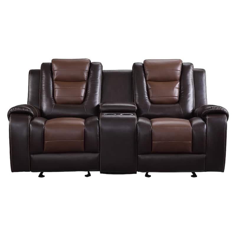 Grete 2-Tone Dark Brown Premium Faux Leather Reclining Love Seat