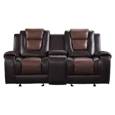 Grete 2-Tone Dark Brown Premium Faux Leather Reclining Love Seat