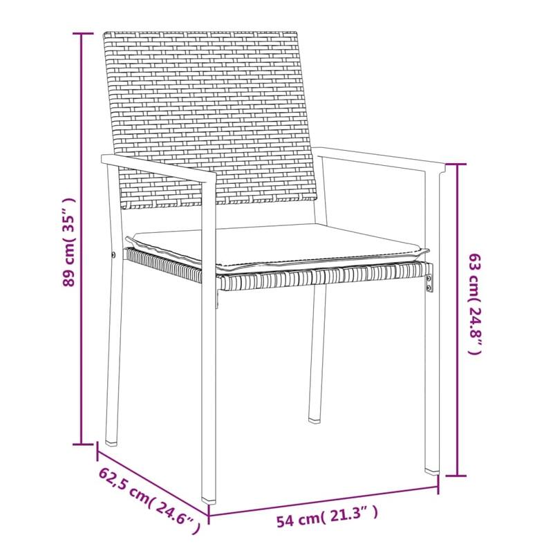 vidaXL Patio Dining Set Outdoor Dining Table and Chair Poly Rattan and Steel