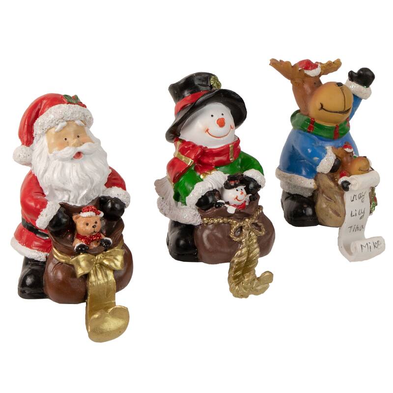Santa, Snowman and Reindeer Christmas Stocking Holders - 5.25" - Set of 3
