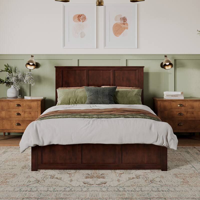 Madison Wood Low Profile Platform Bed with Matching Footboard