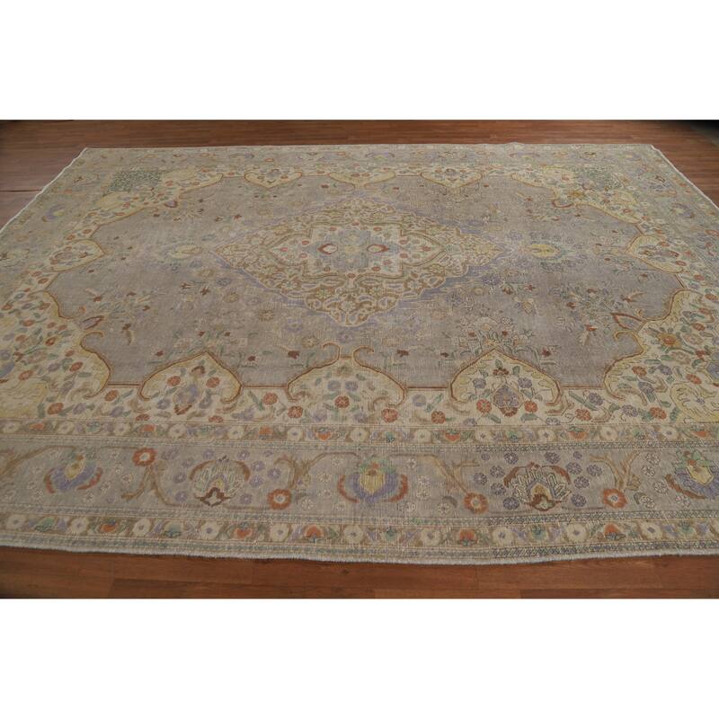 Tabriz Persian Vintage Area Rug Handmade Wool Carpet - 9'6" x 12'7"